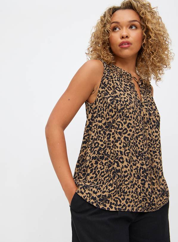 Leopard Print Sleeveless Shell Top  10