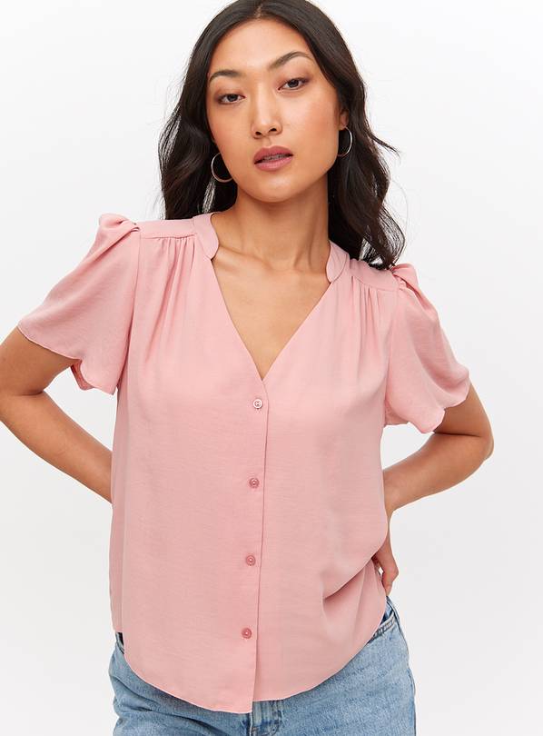 Pink V Neck Button Through Blouse 10