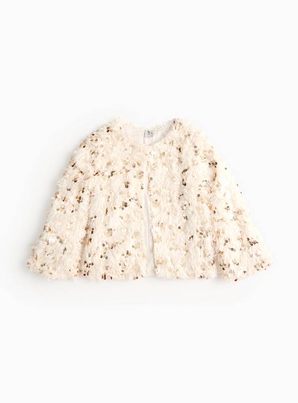 Cream Fluffy Sequin Bolero 12 years