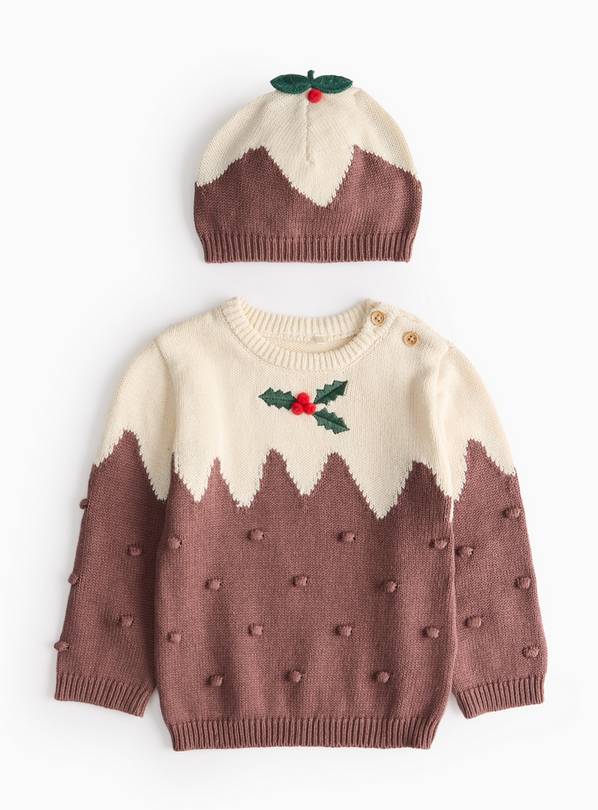 Christmas Pudding Jumper & Hat Set Up to 3 mths