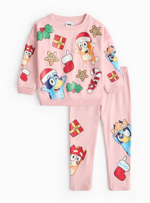 Bluey Christmas Print Pink Sweatshirt & Leggings Set 3-4 years