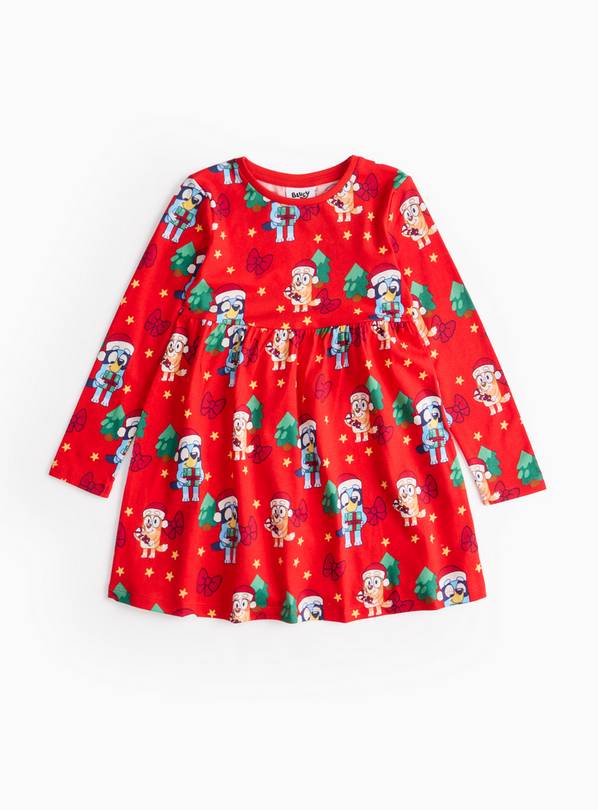 Bluey Christmas Character Print Long Sleeve Dress 4-5 years