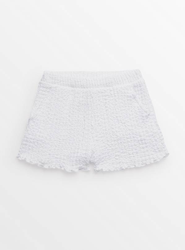 White Crinkle Textured Shorts  1-2 years