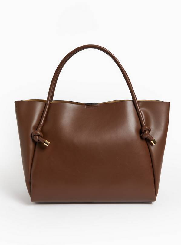 Buy Chocolate Brown Faux Leather Knot Detail Shopper Bag One Size null Tu