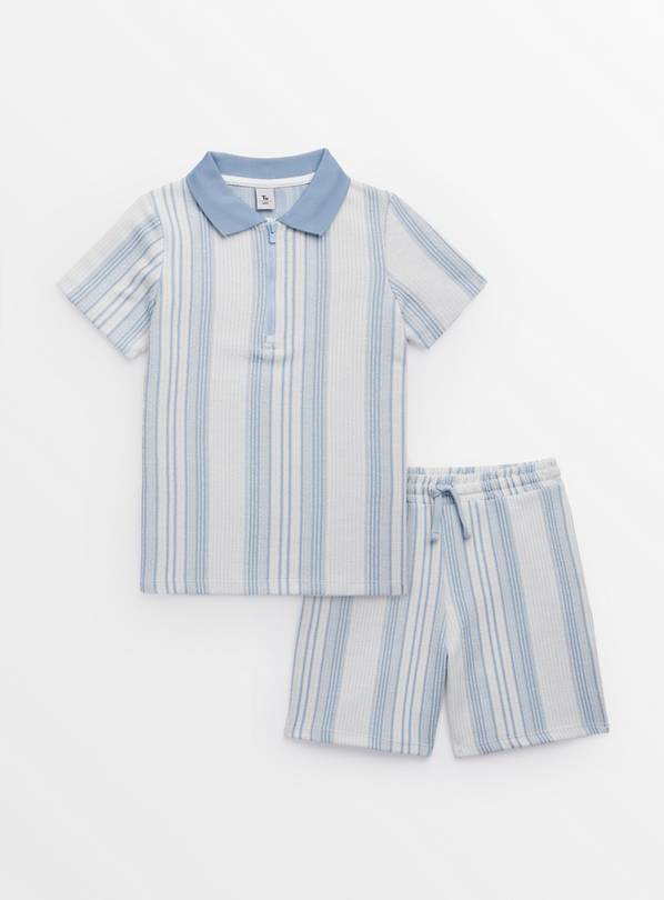 Blue Stripe Polo Shirt & Shorts Set 6 years