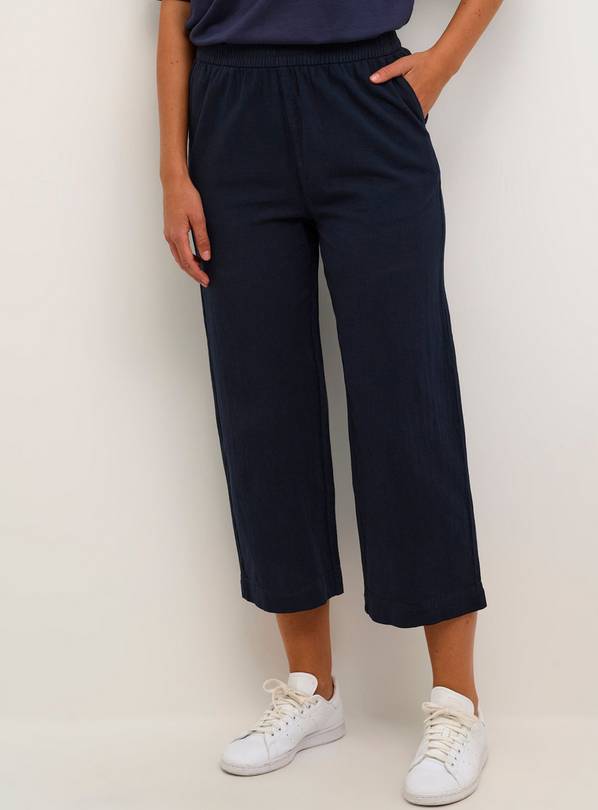 KAFFE Naya Elastic Waist Cropped Trousers Blue 12