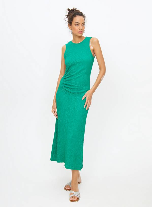 Green Textured Sleeveless Midaxi Dress 10