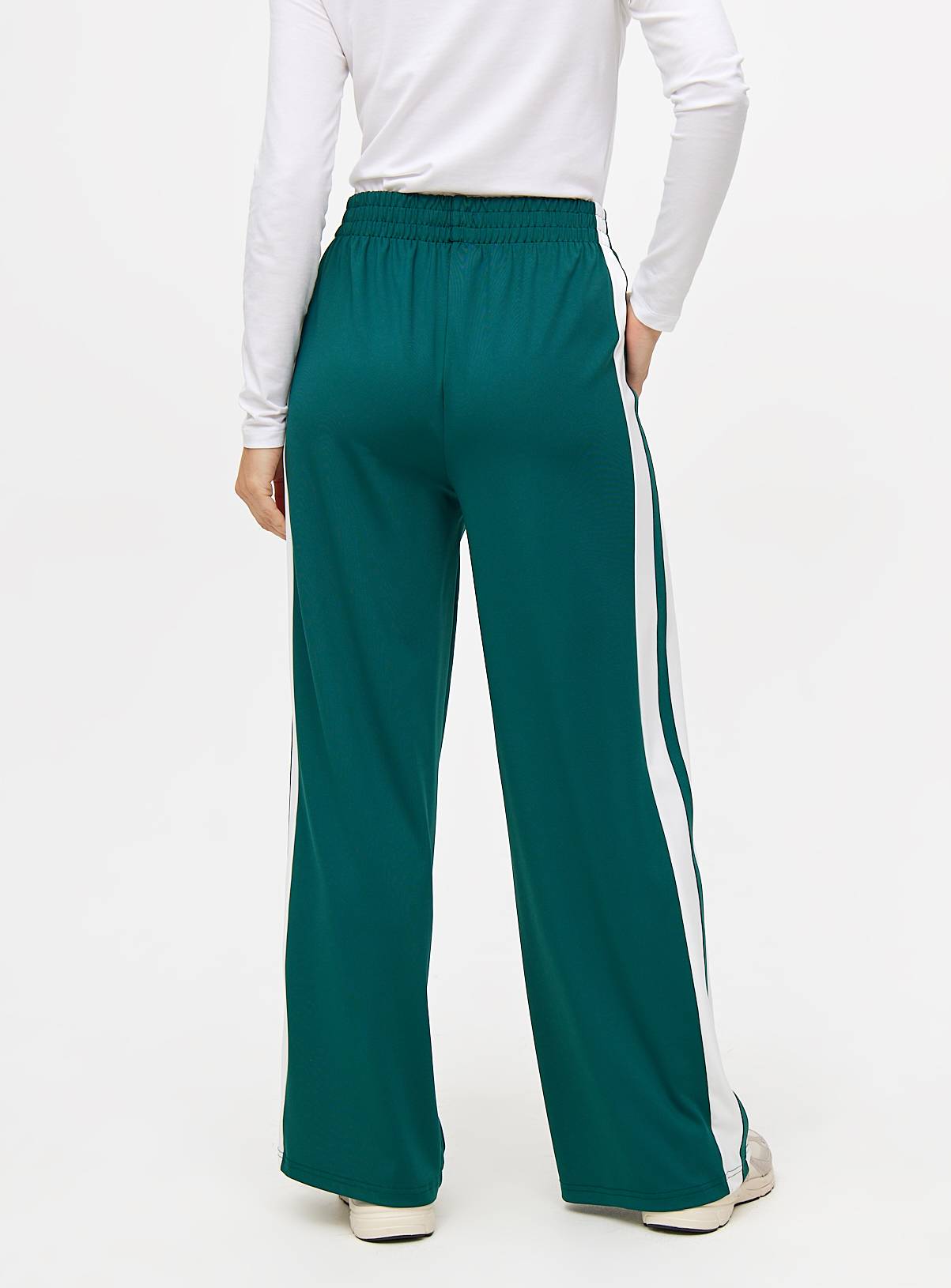 Teal & Cream Tricot Stripe  Wide Leg Joggers S - Image 4
