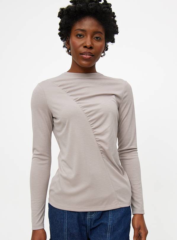 Grey Sandwash Draped Long Sleeve Top 20