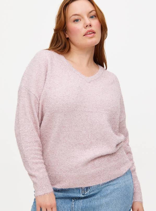 Pink Tinsel Knitted V-Neck Jumper 10