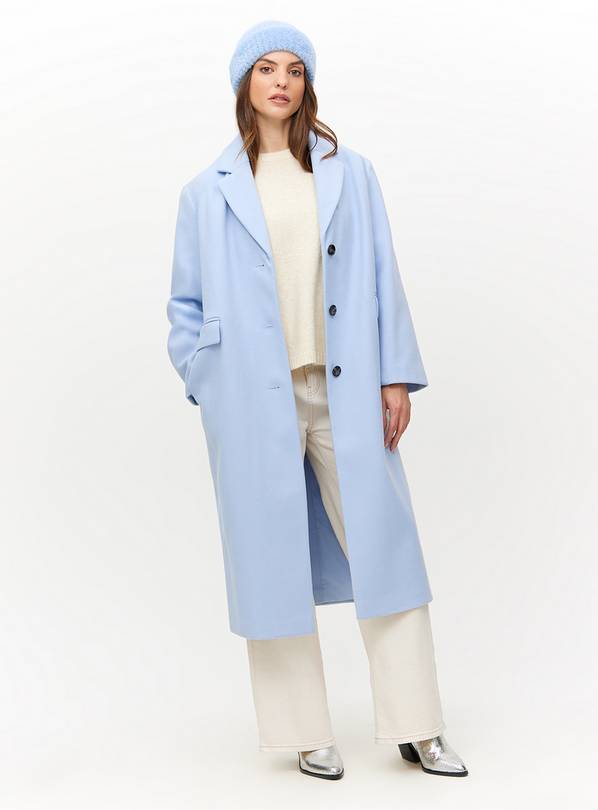 Blue Longline Single Breasted Coat 14