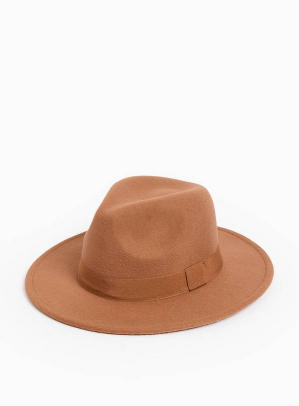 Tan Felt Fedora Hat  One Size