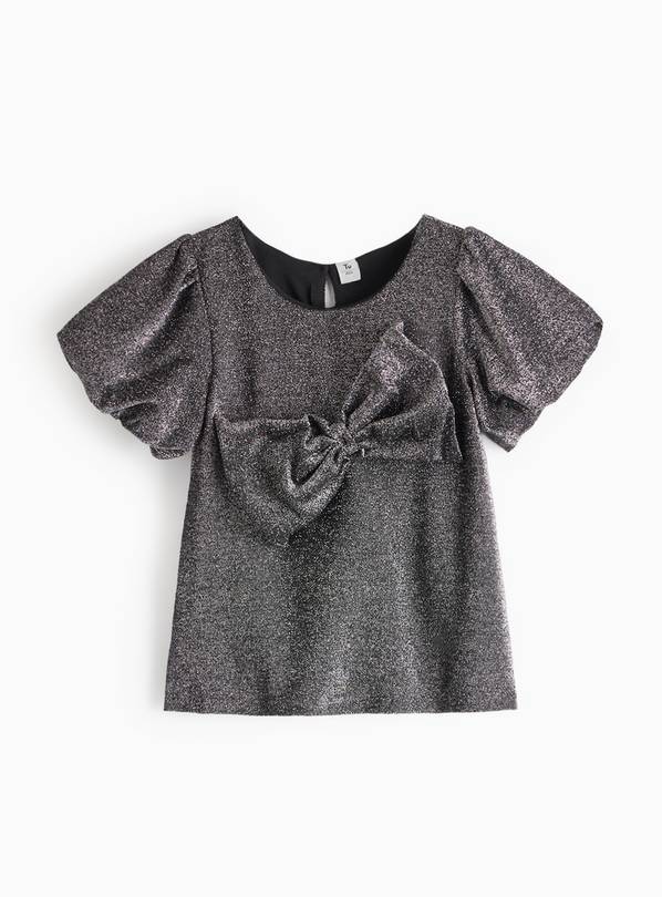 Pewter Sparkle Bow Party Top 6 years