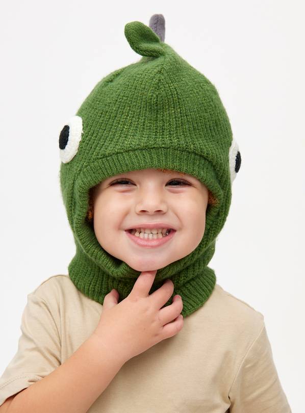 Novelty Green Dinosaur Knitted Balaclava 2-3 years