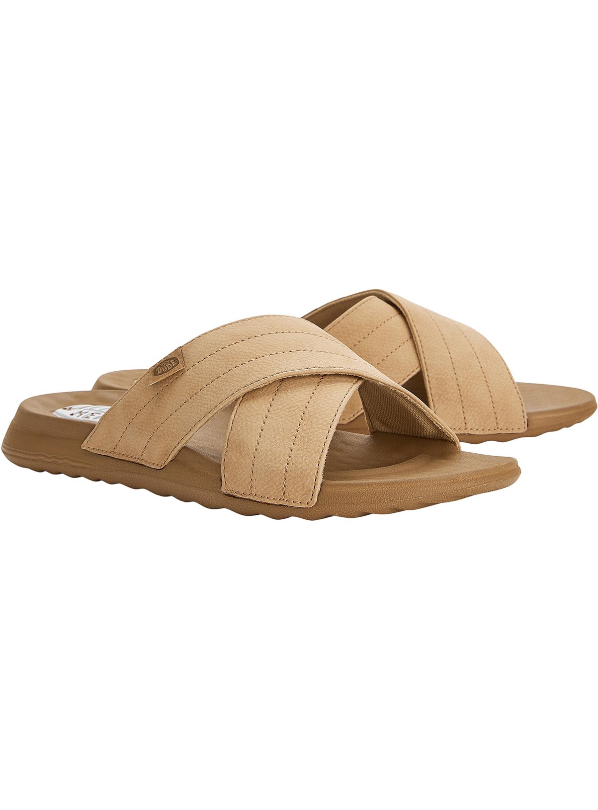 Beige HEYDUDE Christi Slide Distressed Nut
