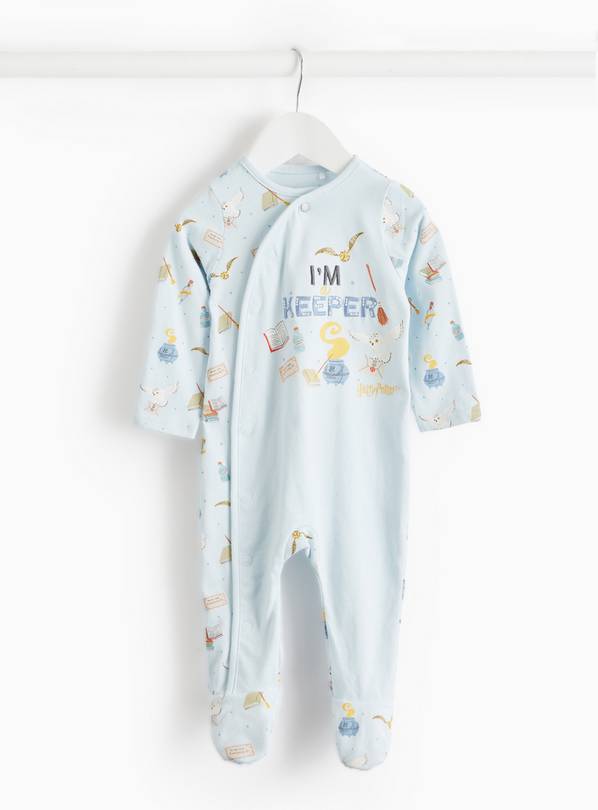 Harry Potter Keeper Slogan Light Blue Sleepsuit 3-6 months