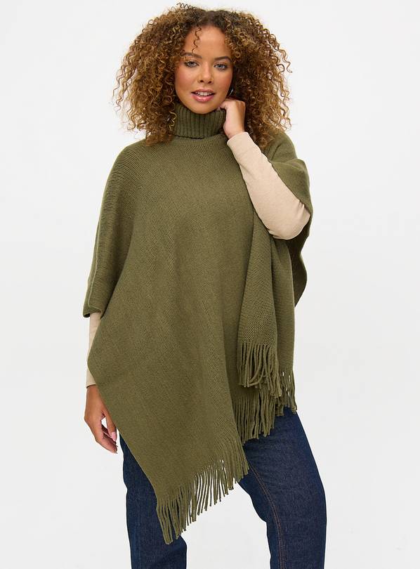 Khaki Super Soft Poncho One Size