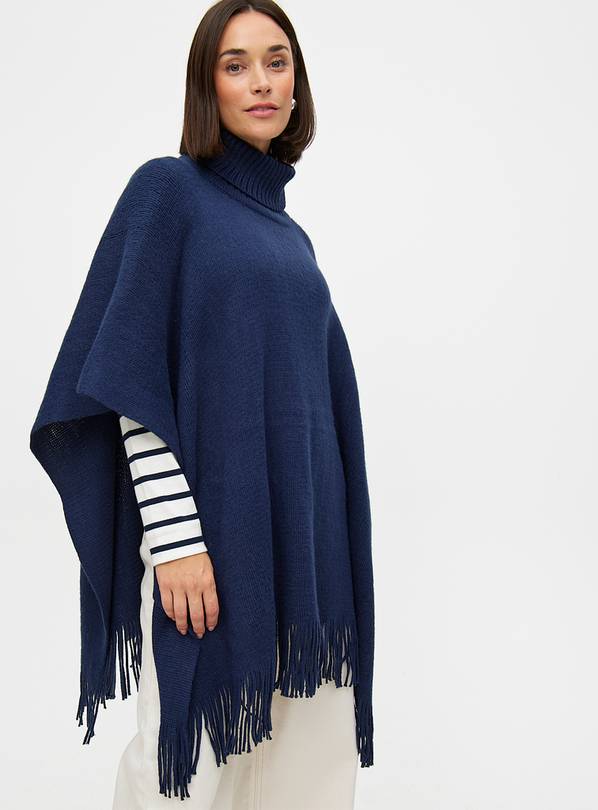 Navy Super Soft Poncho  One Size