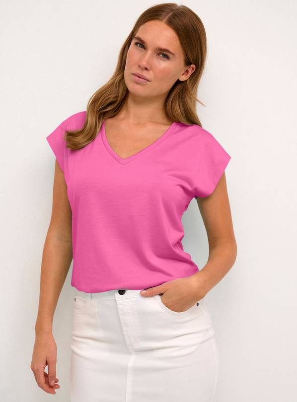 Lise V Neck T Shirt Pink M