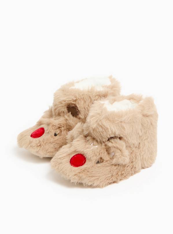 Novelty Reindeer Christmas Slipper Booties 3-6 months