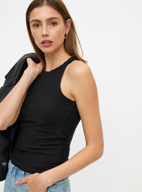 Black Sparkle Racer Vest Top 10