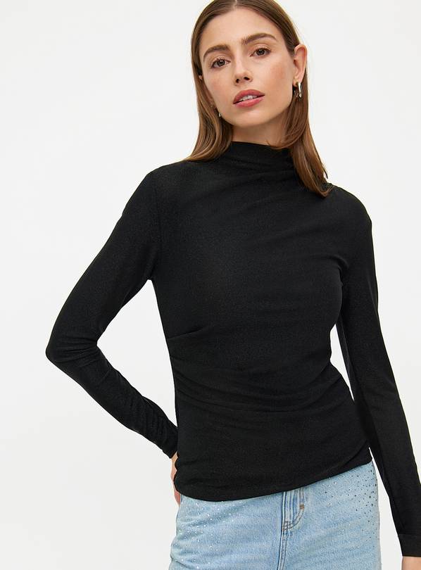 Black Draped Long Sleeve Top 12