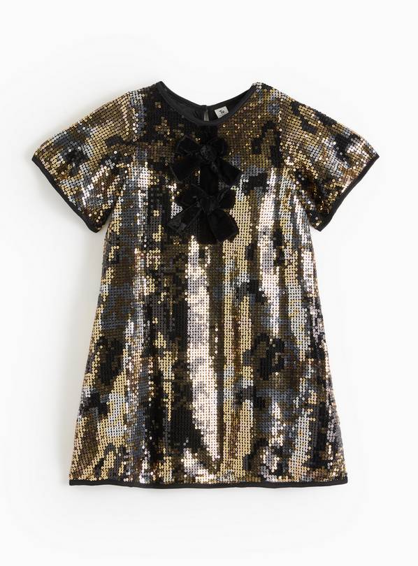 Gold Bow Sequin Party Dress 8 years