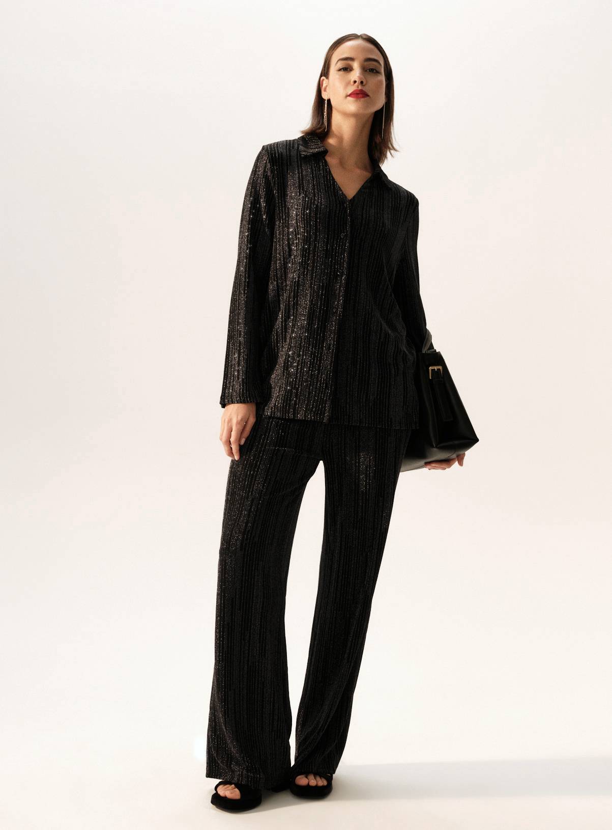 Gunmetal Shimmer Long Sleeve Co-ord Shirt 10 - Image 2