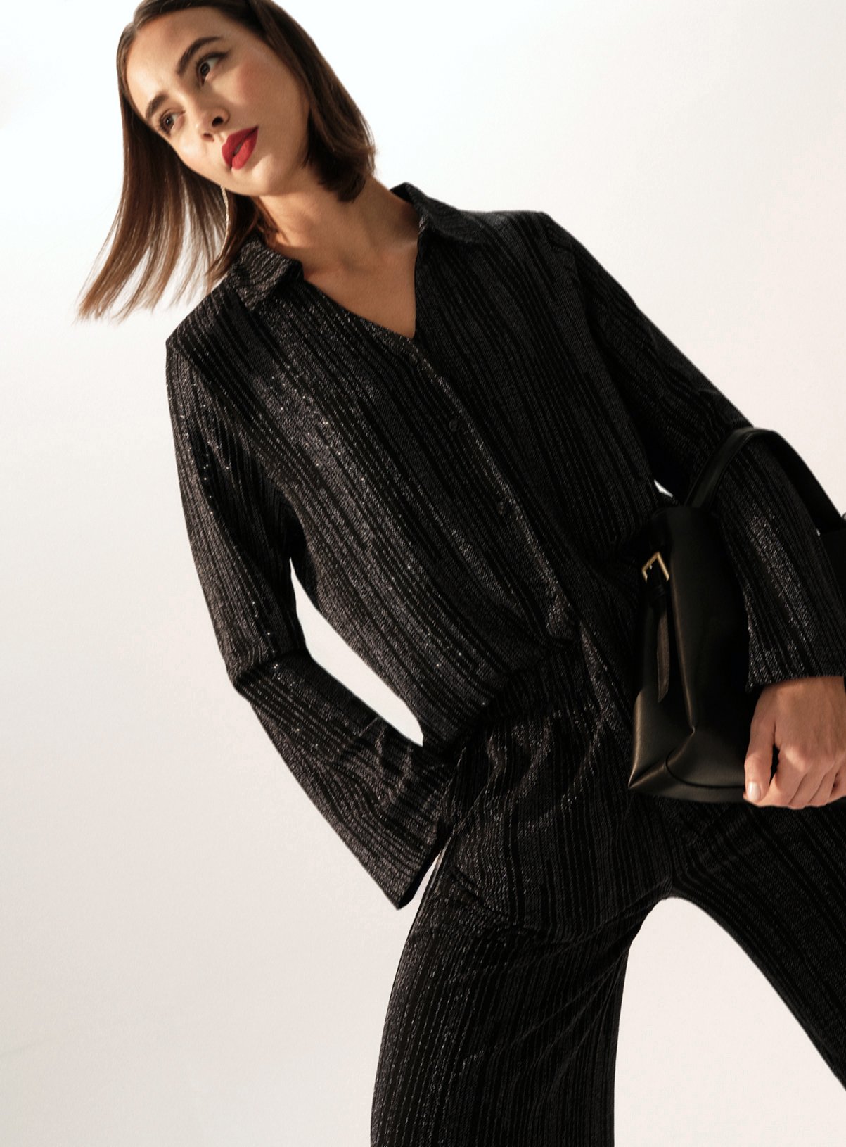 Gunmetal Shimmer Long Sleeve Co-ord Shirt 10 - Image 4 thumbnail