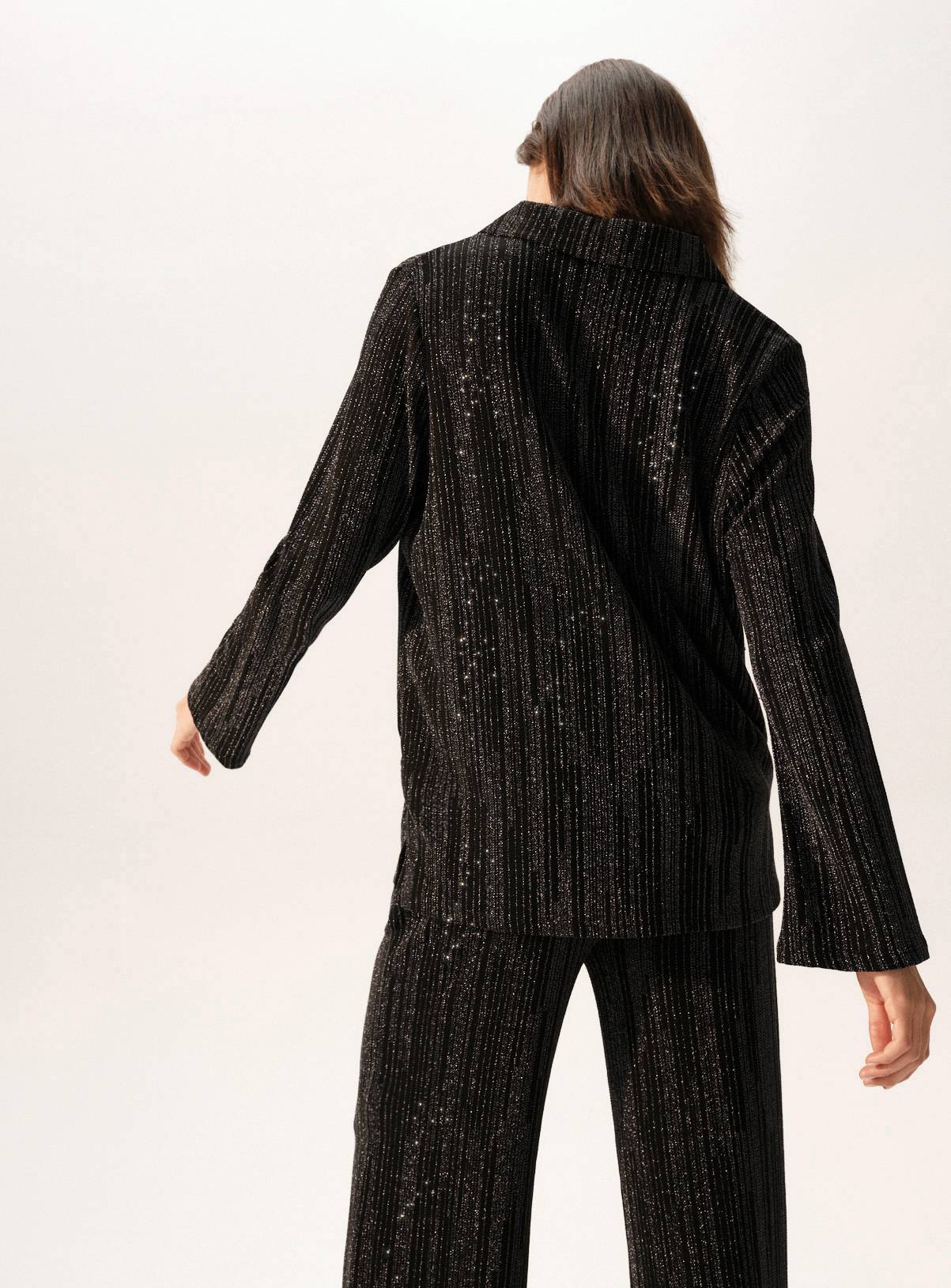Gunmetal Shimmer Long Sleeve Co-ord Shirt 10 - Image 5