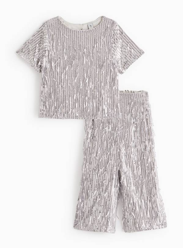 Silver Sequin Culotte Party Set 5 years