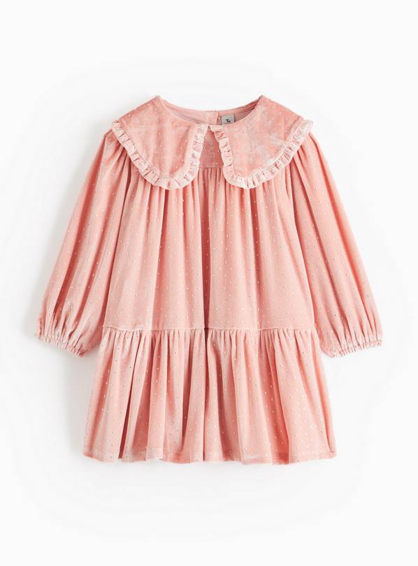 Pink Velour Hotfix Embellished Collared Dress 2-3 years