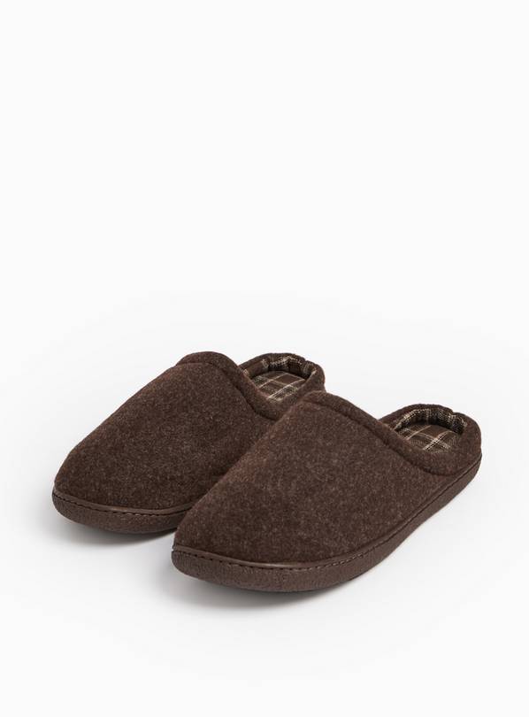 Brown Closed Toe Mule Slippers L