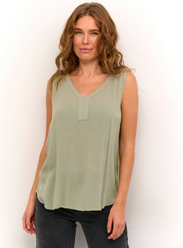 KAFFE Amber Sleeveless V Neck Top Green 12