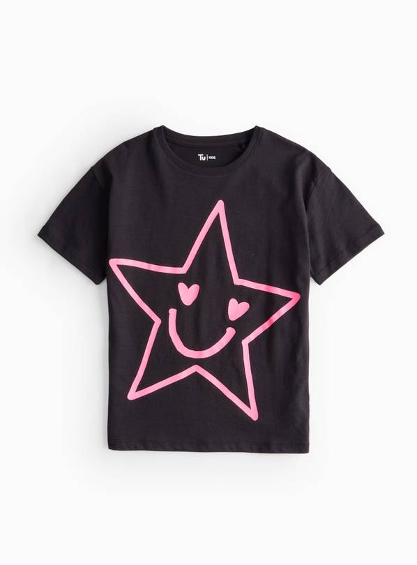 Black & Pink Star Graphic Print T-Shirt 5 years