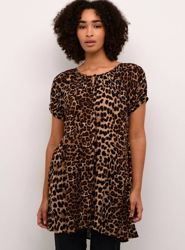 KAFFE Amber Short Sleeve Scoop Neck Tunic Brown 16