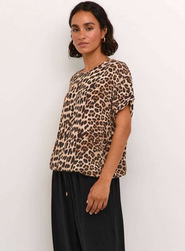 KAFFE Amber Batwing Sleeve Printed Blouse Brown 14