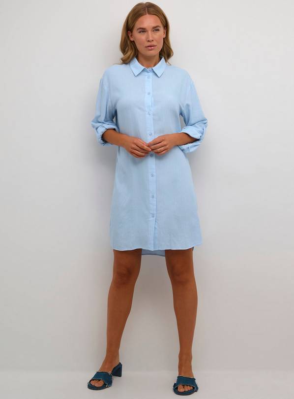 KAFFE Milia Mid Thigh Length Shirt Dress Blue 12