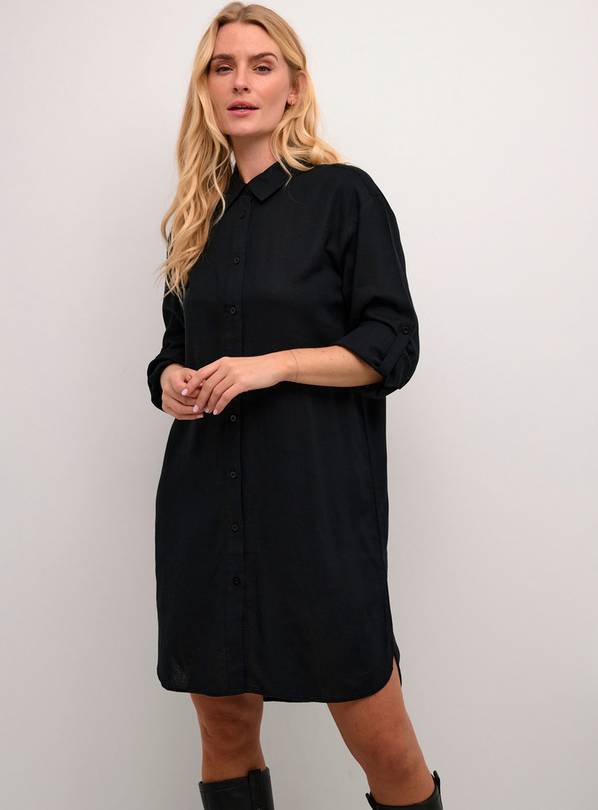KAFFE Milia Mid Thigh Length Shirt Dress Black 10