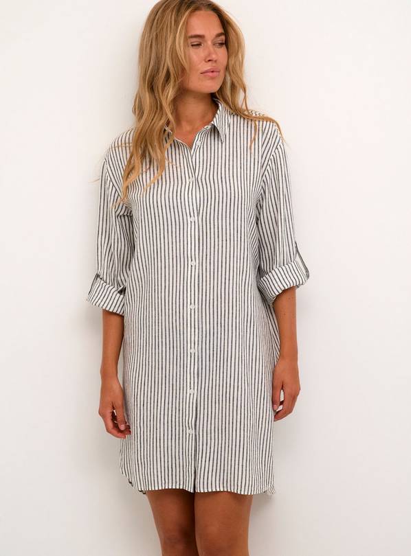 KAFFE Milia Mid Thigh Length Shirt Dress White 18