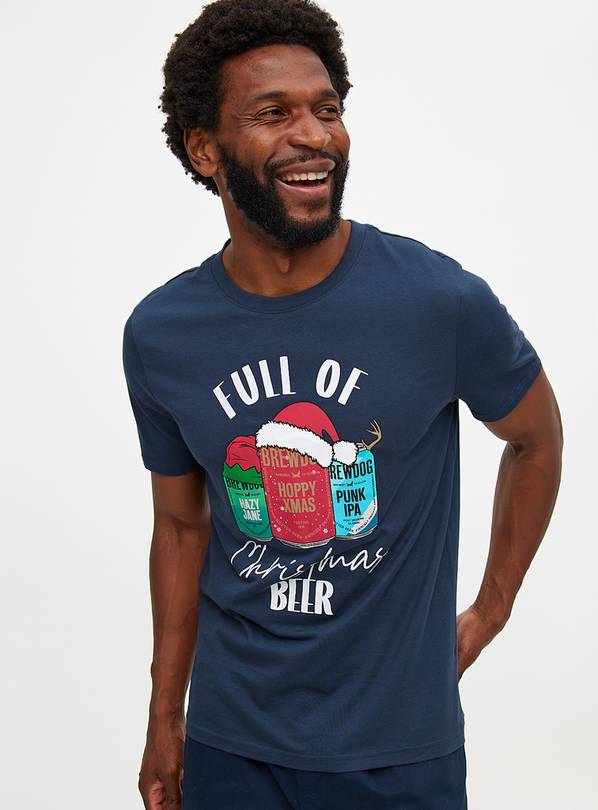 BrewDog Navy Christmas Graphic Print T-Shirt  XXL