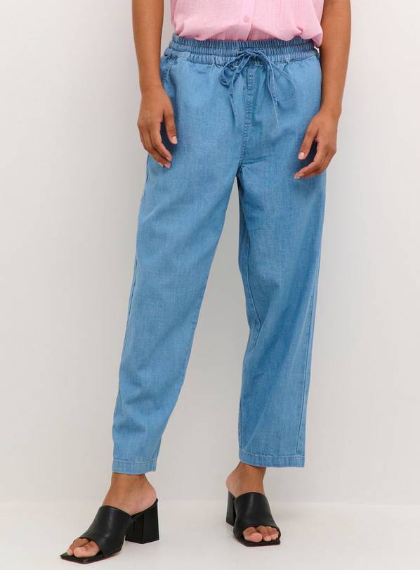 KAFFE Louise Cropped Elastic Waist Trousers Blue 8