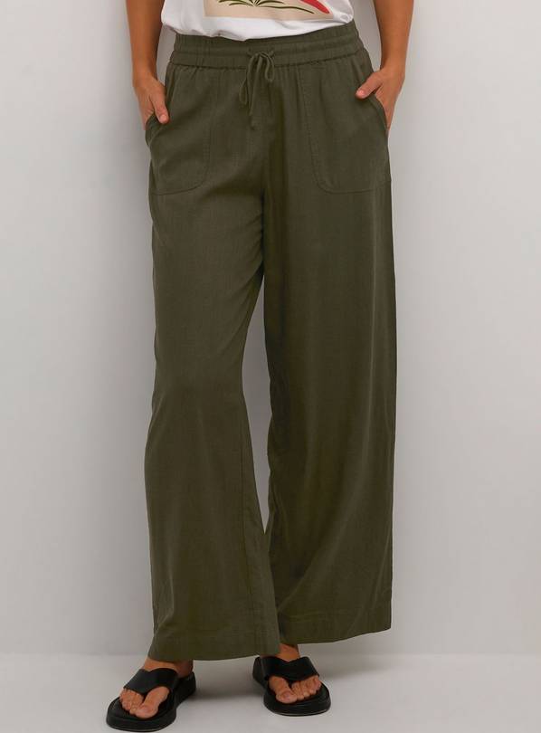 KAFFE Milia Elastic Waist Wide Leg Trousers Green 8