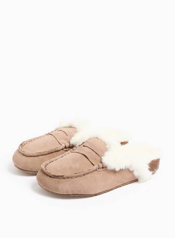  totes&reg; Taupe Real Suede Faux Fur Lined Clogs  S