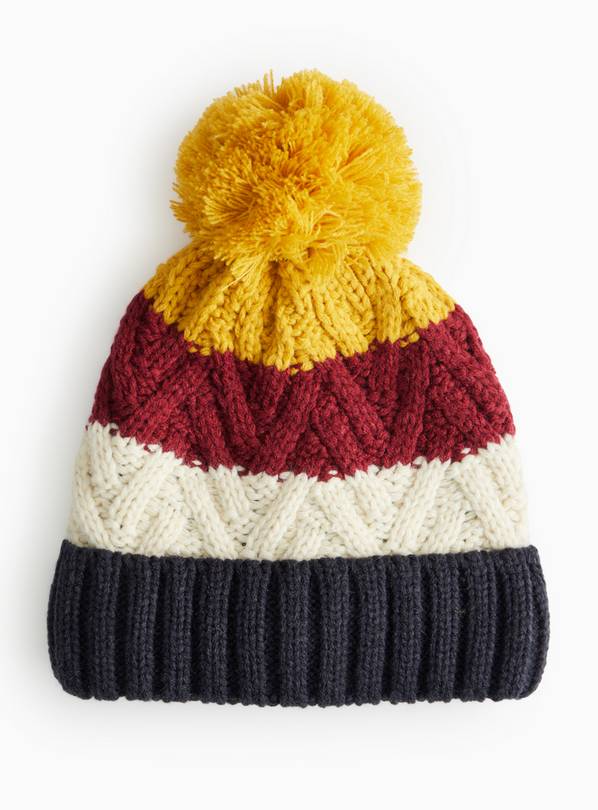 Tonal Stripe Knitted Pom Pom Hat 1-2 years