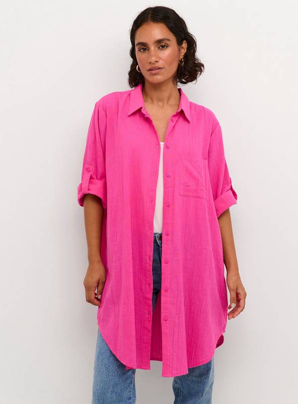 KAFFE Pauline Above Knee Length Shirt Dress Pink 10