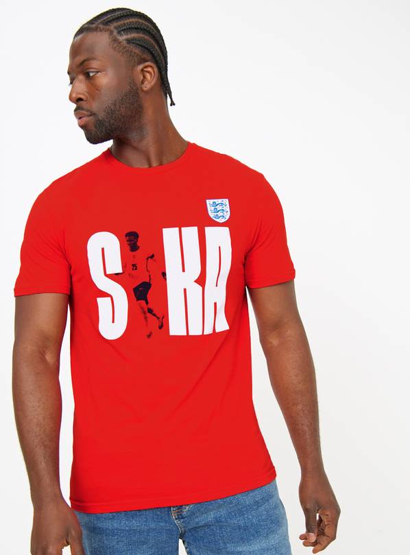 Official FA England Saka Graphic Red T-Shirt XXXL