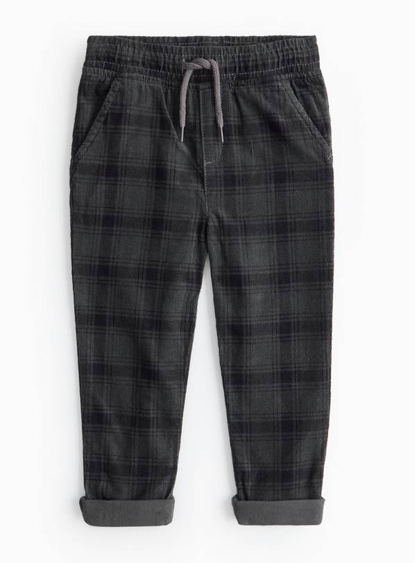 Grey Check Corduroy Trousers  2-3 years