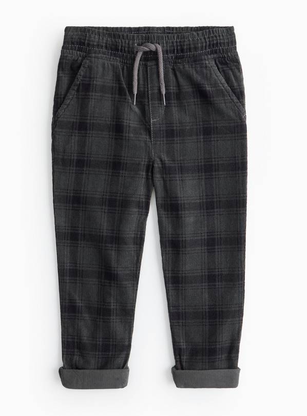 Grey Check Corduroy Trousers  1-2 years