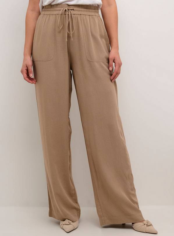 KAFFE Milia Elastic Waist Wide Leg Trousers Beige 14